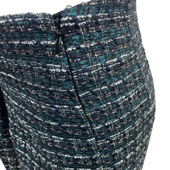 Loft Womens Tweed Wide-Leg Crop Pants Black/Green Size 12  - New - Picture 4 of 8